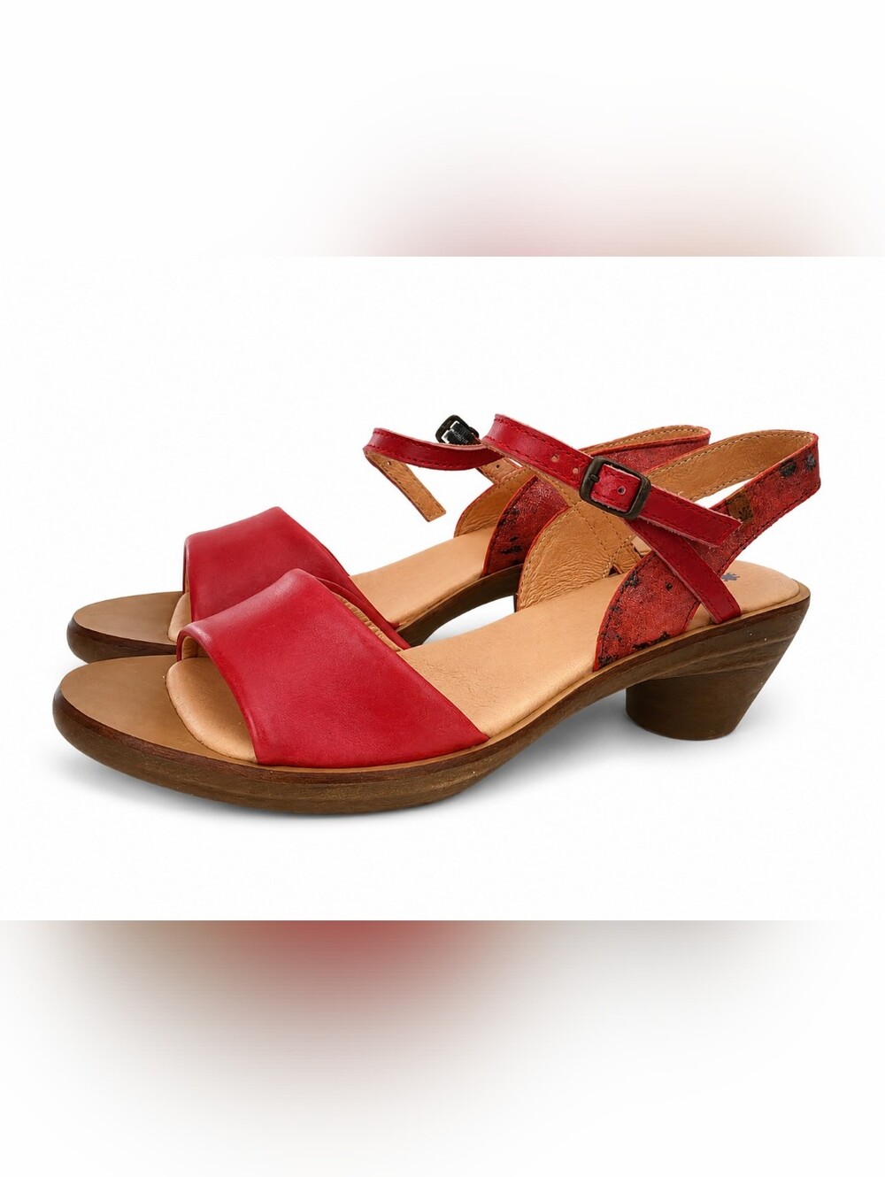 El Naturalista Red Open-Toe Ankle Strap Sandals